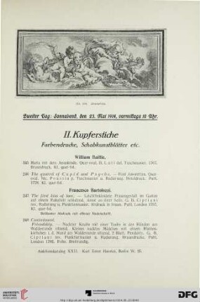 Kupferstiche, Farbendrucke, Schabkunstblätter (Nr. 245-563)