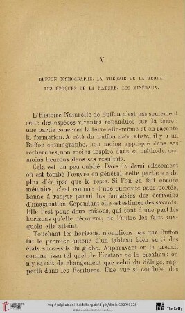 V. Buffon cosmographe. La Théorie de la terre. Les Époques de la Nature. Les Minéraux