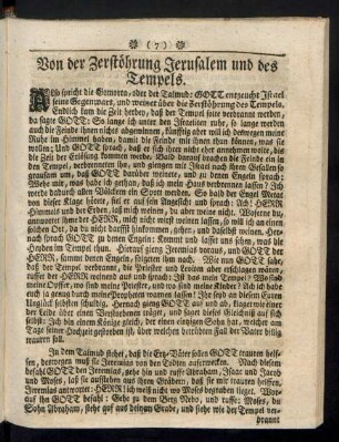 Von der Zerstöhrung Jerusalem und des Tempels