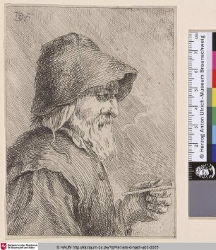 [Ein bärtiger alter Mann mit Pfeife; Bearded Old Man with a Pipe]