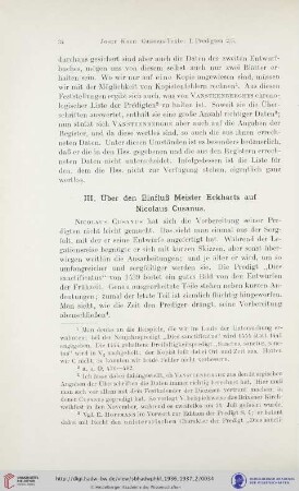 III. Über den Einfluß Meister Eckharts auf Nicolaus Cusanus