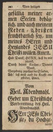 Vom Heil. Abendmahl