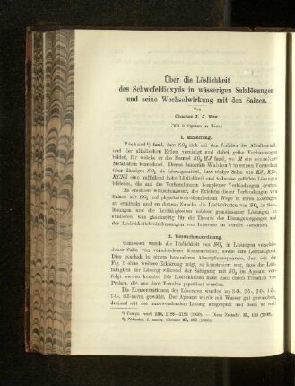 Über die Löslichkeit des Schwefeldioxyds in wässerigen Salzlösungen und seine Wechselwirkung mit den Salzen.