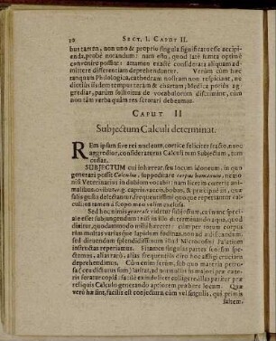 Caput II Subjectum Calculi determinat.