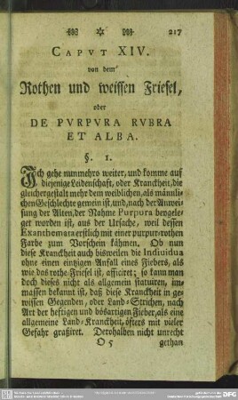 Caput XIV. von dem Rothen und weissen Friesel, oder De Purpura Rubra Et Alba