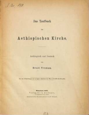 Das Taufbuch der Aethiopischen Kirche