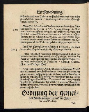 Ordnung der gemeinen Kirchenämptern/ beid am Feiertag unnd Wercktag.