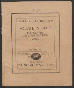 Sonate in G-Dur für Klavier zu zwei Händen opus 28