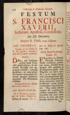 226-232, Festum S. Francisci Xaverii