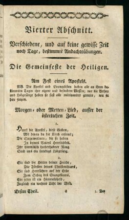 1-204, Vierter Abschnitt. Verschiedene, und auf keine gewissen Zeit noch Tage, bestimmte Andachtsübungen