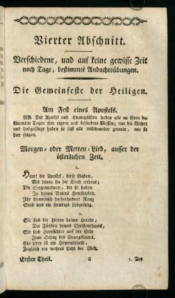 1-204, Vierter Abschnitt. Verschiedene, und auf keine gewissen Zeit noch Tage, bestimmte Andachtsübungen
