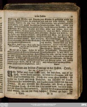 Evangelium am dritten Sontage in der Fasten, Oculi, Luc. am 11. Capit. v. 14:28.