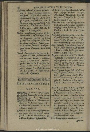 De Ecclesiasticis. Cap. XVI