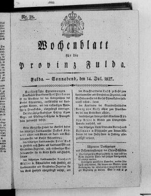Nr. 28, Ausgabe vom 14. Juli 1827
