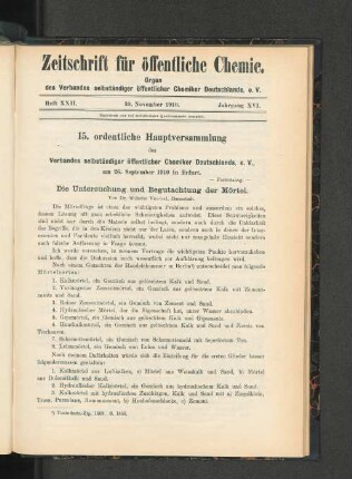 Heft XXII. 30. November 1910. Jahrgang XVI.