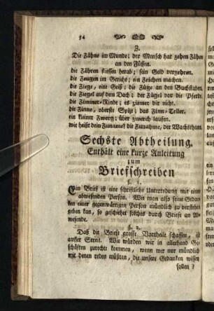 Sechste Abtheilung: Enthaelt eine kurze Anleitung zum Briefschreiben