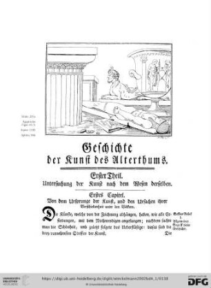 Erstes Capitel: Von dem Ursprunge der Kunst, und den Ursachen ihrer Verschiedenheit unter den Völkern