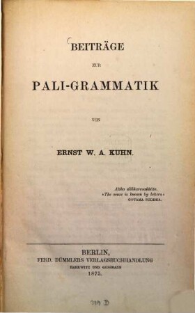 Beiträge zur Pali-Grammatik