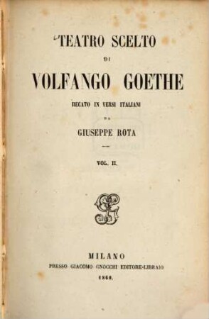Teatro scelto : recato in versi italiani, 2