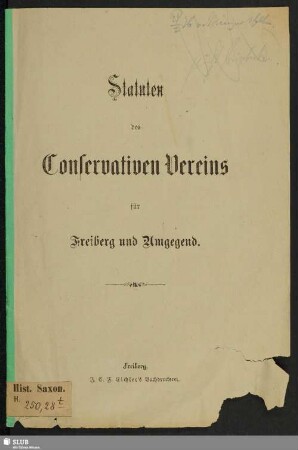 Statuten des Conservativen Vereins für Freiberg und Umgegend