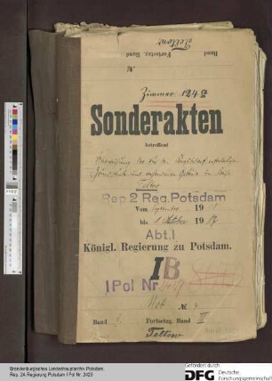 Überweisung der für den Kriegsbedarf erforderlichen Grundstücke und vorhandenen Gebäude im Kreise Teltow