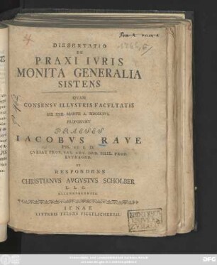 Dissertatio De Praxi Ivris Monita Generalia Sistens