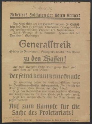 Arbeiter! Soldaten der Roten Armee!