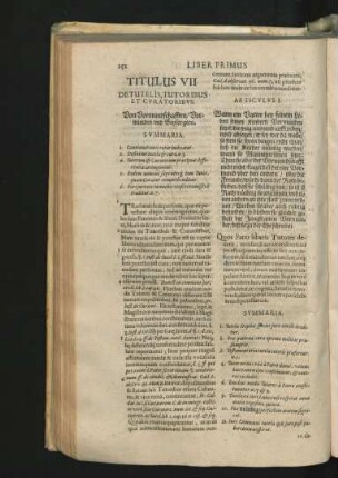 Titulus VII. De Tutelis, Tutoribus Et Curatoribus. Von Vormundschafften/ Vormunden und Beysorgern.