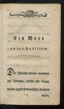 Ein Wort an das Publikum