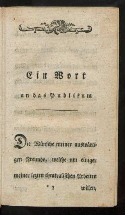 Ein Wort an das Publikum