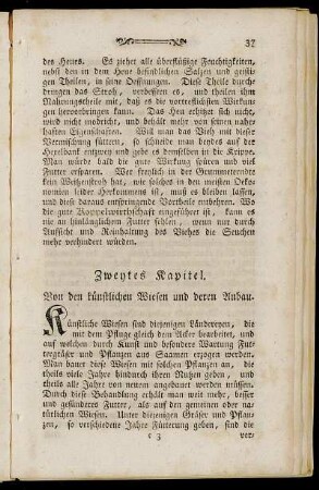 Zweytes Kapitel. Von den künstlichen Wiesen und deren Anbau.