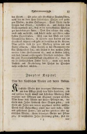 Zweytes Kapitel. Von den künstlichen Wiesen und deren Anbau.
