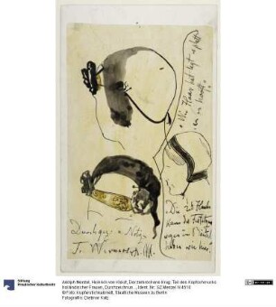 Heinrich von Kleist, Der zerbrochene Krug: Teil des Kopfschmucks holländischer Frauen, Durchzeichnung nach Notizen von Fritz Werner