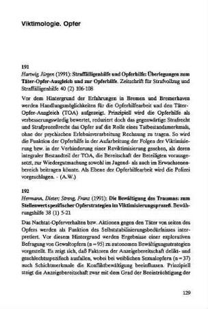 129-131, Viktimologie, Opfer