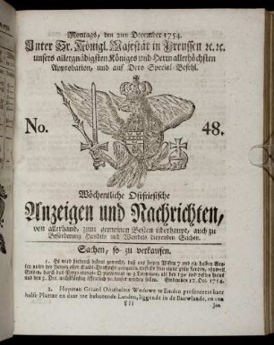 No. 48. Montags, den 2ten December, 1754.