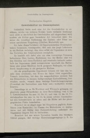Siebzehntes Kapitel. Gewebekulturen im Ganzepplantat.