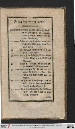 Inhalt des vierten Theils
