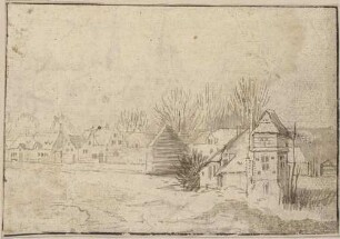 Niederländisches Dorf auf Seeufer (recto)