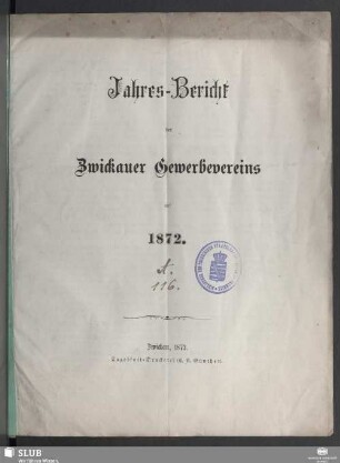 1871/72(1873): Jahresbericht des Gewerbevereins zu Zwickau