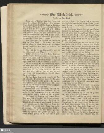 Der Adelsbrief : Novelle