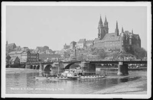 Meißen. Albrechtsburg u. Dom - Elbe m. Dampfer Pirna