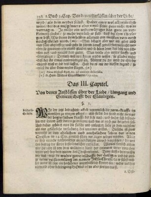 Das III. Capitel. Von denen Anstössen über der Liebe / Umgang und Gemeinschafft der Glaubigen