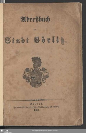 [1.]1850: Adreßbuch der Stadt Görlitz