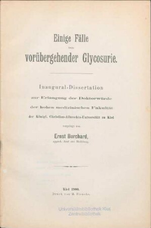 Einige Fälle von vorübergehender Glycosurie