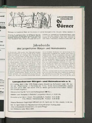 Jahresbericht des Langenhorner Bürger- und Heimatvereins