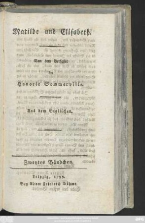 Bändchen 2: Matilde und Elisabeth