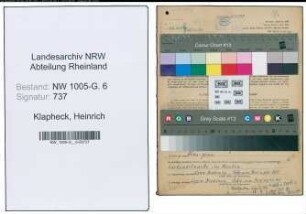 Entnazifizierung Heinrich Klapheck , geb. 16.03.1882 (Betriebsleiter)