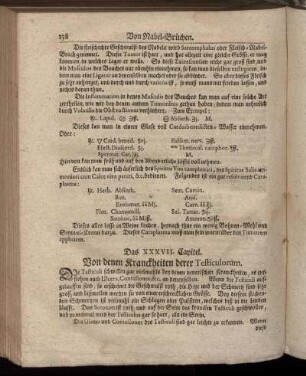 Das XXXVII. Capitel. Von denen Kranckheiten derer Testiculorum