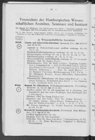 Verzeichnis der Hamburgischen Wissenschaftlichen Anstalten, Seminare und Institue