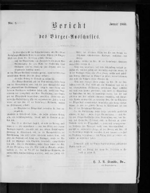 Nr. 2 Bericht des Bürgerausschusses Januar 1860